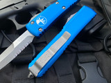 Microtech Ultratech Bayonet Blue Aluminum Body w/ Apocalyptic Partially Serrated Blade (3.4”) 120-11APBL