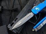 Microtech Ultratech D/E Blue Aluminum Body w/ Apocalyptic Plain Edge Blade (3.4”) 122-10APBL