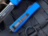 Microtech Ultratech T/E Blue Aluminum Body w/ Black Plain Edge Blade (3.4”) 123-1BL