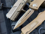 Microtech Combat Troodon D/E Full Tan Cerakote Body w/ Tan Cerakote Full Serrated Blade (3.8”) 142-3CTA