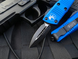 Microtech Mini Troodon D/E Blue Aluminum Body w/ Black Plain Edge Blade (1.99”) 238-1BL