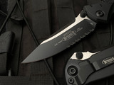 Microtech Socom Elite S/E Manual Folder Black Tactical Aluminum Body w/ Two Tone Black Partially Serrated Blade (3.98”) 160-2T
