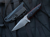 WELmade Skylark Fixed Blade Black G10 Scales and Red Liners w/ Stonewashed Plain Edge Blade (3.24”)