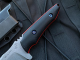 WELmade Skylark Fixed Blade Black G10 Scales and Red Liners w/ Stonewashed Plain Edge Blade (3.24”)