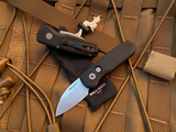 Pro-Tech Runt 5 Auto Folder Black Aluminum Handle w/ Stonewashed Magnacut Plain Edge Blade (1.9”) R5301