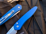 Pro-Tech Newport Auto Folder Blue Aluminum Body w/ S35VN Stonewashed Plain Edge Blade (3”) 3405-BLUE
