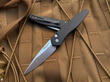 Pro-Tech Newport Auto Folder Black Aluminum Body w/ S35VN Stonewashed Plain Edge Blade (3”) 3405