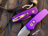 Pro-Tech Runt 5 Auto Folder Purple Aluminum Handle w/ Stonewashed Magnacut Plain Edge Blade (1.9”) R5301-PURPLE