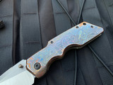 Attention2Detail MK1 Medium Folder Mokume and Titanium Body w/ Zirc Pocket Clip and Magnacut Satin Plain Edge Blade