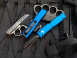 Microtech Ultratech D/E Blue Aluminum Body w/ Black Plain Edge Blade (3.4") 122-1BL