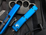 Microtech Ultratech D/E Blue Aluminum Body w/ Black Plain Edge Blade (3.4") 122-1BL