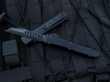 Microtech Ultratech Warhound Signature Series Shadow Black Aluminum Body w/ DLC Hardware and DLC Plain Edge Blade (3.4”) 119W-1DLCTSH