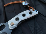 Homer Zhu Custom T-Rex Folder Machined Titanium Body w/ Aggressive Rock Ground Back Spacer and Black Washed Plain Edge Blade (2.5”) #42