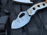 Homer Zhu Custom T-Rex Folder Machined Titanium Body w/ Aggressive Rock Ground Back Spacer and Hand Rubbed Satin Rock Ground Plain Edge Blade (2.5”) #36