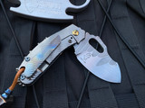 Homer Zhu Custom T-Rex Folder Machined Titanium Body w/ Aggressive Rock Ground Back Spacer and Hand Rubbed Satin Rock Ground Plain Edge Blade (2.5”) #36