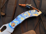 Homer Zhu Custom Hero Titanium Back Lock Folder w/ Special Anodized Body and Stonewashed Plain Edge Blade (3.58”) #132