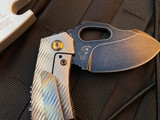 Homer Zhu Custom T-Rex Folder Machined Titanium Body w/ Aggressive Rock Ground Backspacer and Blackwashed Blade (2.5”) #41