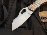Homer Zhu Custom Hero Sculpted Titanium Back Lock Folder w/ Satin Finished Plain Edge Blade (3.58”) #136