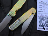 Tactile Knife Co Rockwall Golf Pattern Anodized Titanium Folder w/ Magnacut Stonewashed Plain Edge Blade (2.84”)