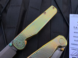 Tactile Knife Co Rockwall Golf Pattern Anodized Titanium Folder w/ Magnacut Stonewashed Plain Edge Blade (2.84”)