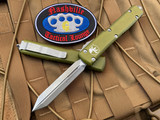 Microtech Ultratech Spartan OD Green Aluminum Body w/ Apocalyptic Plain Edge Blade (3.4”) 223-10APOD