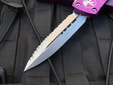 Microtech Combat Troodon D/E Violet Aluminum Body w/ Stonewashed Hardware and Full Serrated Blade (3.8”) 142-12VI
