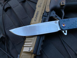 Medford M-48 Flipper Blue Aluminum Top and Tumbled Titanium Spring w/ Flamed Hardware and S35VN Tumbled Blade (3.9”)