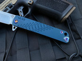 Medford M-48 Flipper Blue Aluminum Top and Tumbled Titanium Spring w/ Flamed Hardware and S35VN Tumbled Blade (3.9”)