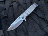 Medford USMC Fighter Flipper Tumbled Ti Body and Flamed Hardware w/ S35VN Tumbled Blade (4.25”)