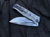 Medford USMC Fighter Flipper Tumbled Ti Body and Flamed Hardware w/ S35VN Tumbled Blade (4.25”)