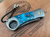 William Henry CG1 Kingman Folding Cigar Cutter Zinc Matrix Inlaid Titanium body w/ Chad Nichols Intrepid Damascus Blade (2.75”)