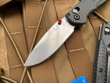 Benchmade Mini Freek Folder Carbon Fiber Scales and True Red Accents w/ Stonewashed Drop Point Plain Edge Blade (3”) 565-1