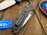Benchmade Mini Freek Folder Carbon Fiber Scales and True Red Accents w/ Stonewashed Drop Point Plain Edge Blade (3”) 565-1