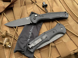Benchmade Claymore Auto Folder Black Grivory Body w/ CPM-D2 Cobalt Black Plain Edge Blade (3.6”) 9070BK