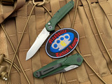 Benchmade Auto Osborne Auto Folder Green Aluminum Body w/ CPM-S30V Stonewashed Reverse Tanto Plain Edge Blade (3.4”) 9400