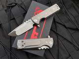 Chaves Ultramar TAK Flipper Stonewashed Titanium Body w/ M390 Belt Satin Drop Point Plain Edge Blade (2.75”)