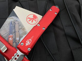 Microtech Ultratech Warhound Red Aluminum Body w/ Stonewashed Plain Edge Blade (3.4”) 119W-10RDS
