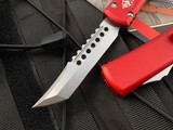 Microtech Ultratech Hellhound Red Aluminum Body w/ Stonewashed Plain Edge Blade (3.4") 119-10RDS