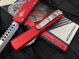 Microtech Ultratech Hellhound Red Aluminum Body w/ Stonewashed Plain Edge Blade (3.4") 119-10RDS