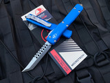Microtech Ultratech Hellhound Blue Aluminum Body w/ Stonewashed Plain Edge Blade (3.4") 119-10BLS