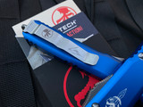 Microtech Ultratech Hellhound Blue Aluminum Body w/ Stonewashed Plain Edge Blade (3.4") 119-10BLS