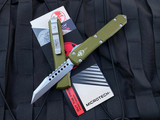 Microtech Ultratech Warhound OD Green Aluminum Body w/ Stonewashed Plain Edge Blade (3.4”) 119W-10ODS