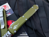 Microtech Ultratech Warhound OD Green Aluminum Body w/ Stonewashed Plain Edge Blade (3.4”) 119W-10ODS