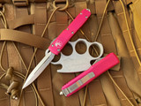 Microtech Ultratech D/E Pink Aluminum Body w/ Stonewashed Plain Edge Blade (3.4”) 122-10PK