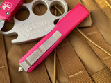 Microtech Ultratech D/E Pink Aluminum Body w/ Stonewashed Plain Edge Blade (3.4”) 122-10PK