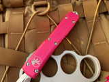Microtech Ultratech D/E Pink Aluminum Body w/ Stonewashed Plain Edge Blade (3.4”) 122-10PK