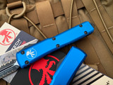 Microtech Ultratech Spartan Blue Aluminum Body w/ Black Partially Serrated Blade (3.4”) 223-2BL