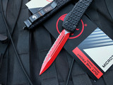 Microtech Ultratech D/E Sith Lord Edition Black Tri-Grip Aluminum Body w/ Ringed Hardware and Red Full Serrated Edge Blade (3.4”) 122-3SL