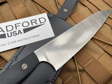 Bradford Knives 8 Inch Chef Knife Textured Black Micarta Scales w/ AEB-L Stonewashed Blade (8”) CHEF-AEB-L-101