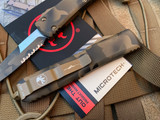 Microtech Ultratech Bayonet Coyote Camo Aluminum Body w/ Coyote Camo Partially Serrated Blade (3.4”) 120-2CCS